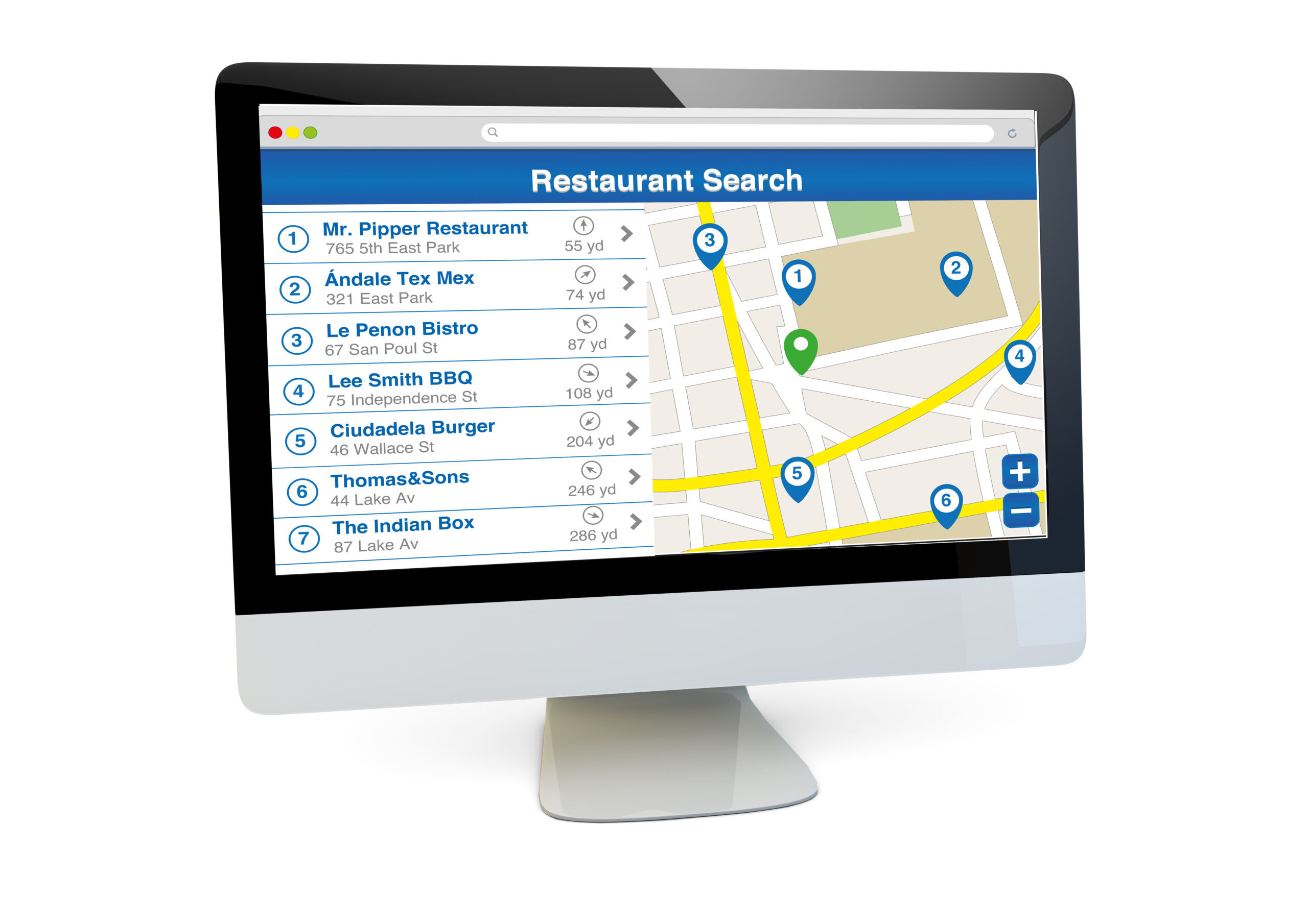 illustration de recherche google maps pour restaurant
