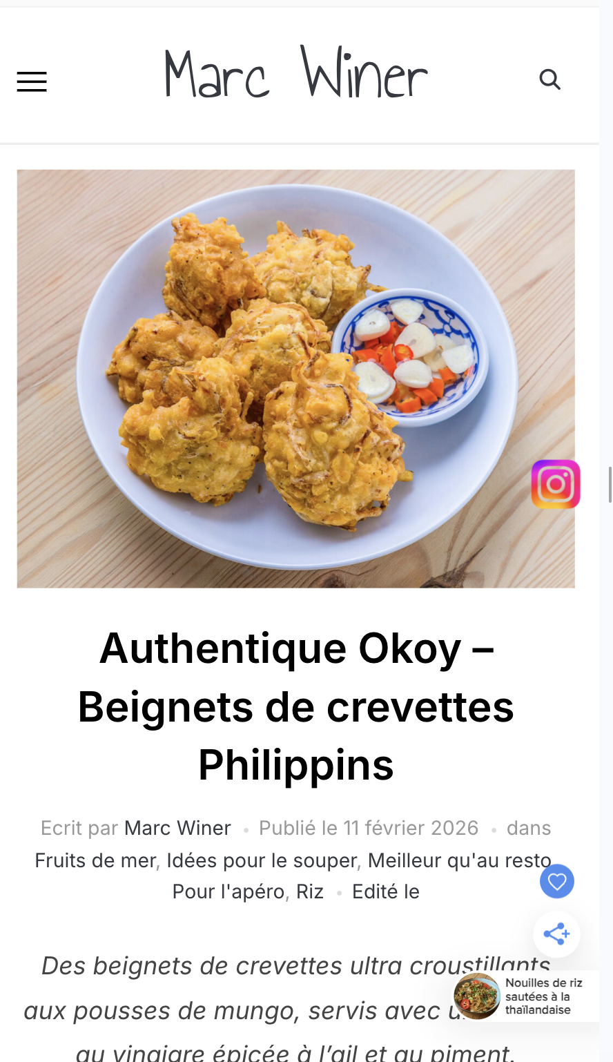 Floating Instagram sur mobile — logo adapté à l'écran mobile